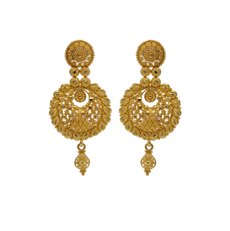 Here the eye catching gold earring with white stones emblished and finely  crafted in Chandabali in 2023 | Gold, Designer earrings, Gold earrings